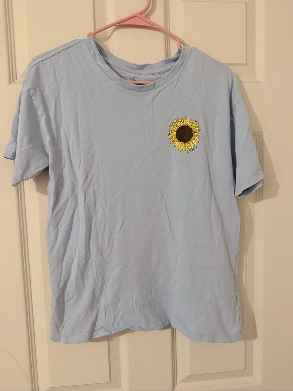 O'Neill Light Blue Tee with Sunflower Chest Graphic